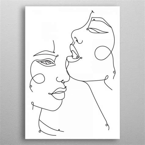 Two Girls Faces Line Art Poster By Valeria Tsolova Displate Face