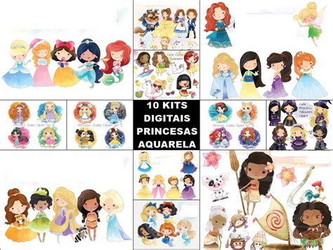 Kit Digital Princesas Aquarela Disney Elo7 Produtos Especiais