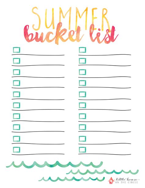 Summer Bucket List Free Printable Start Checking Off The Fun Things You