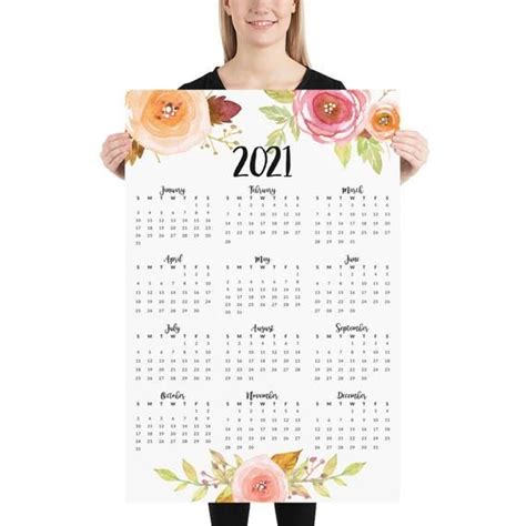 2022 Printed Large Wall Calendar 24x36 Or 12x18 Year At A Etsy
