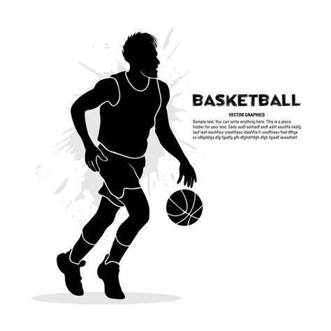 Silhouette Of Male Basketball Player Running And Dribbling A Ball