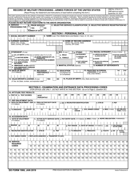 Dd Form 1966 Download Fillable Pdf Or Fill Online Record Of Military