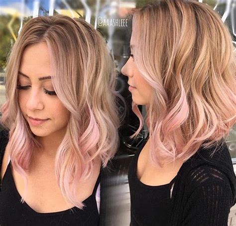 Peekaboo highlights in cool tones. Pin by Moss on Beautilicious in 2020 | Light pink hair, Pastel pink hair, Balayage hair