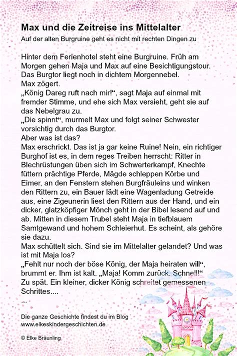 Kindergeschichten zum lesen, vorlesen und hören für die schule und daheim. Max und die Zeitreise ins Mittelalter * Elkes Kindergeschichten | Geschichten für kinder ...