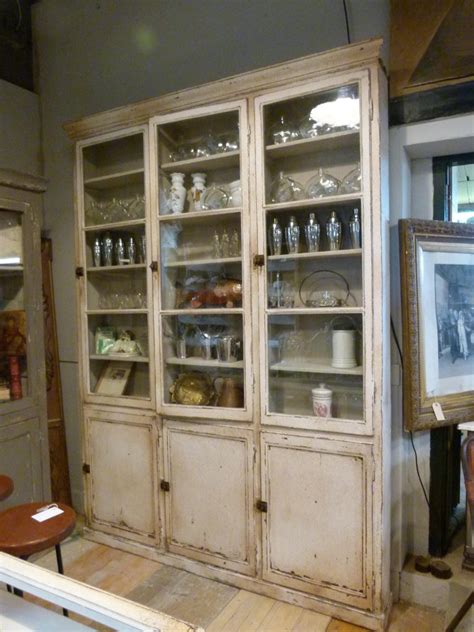 Comes fully assembled 33.5l x 16.5d x 75.5h. 19th Century White Patinated Spanish Glass Front ...