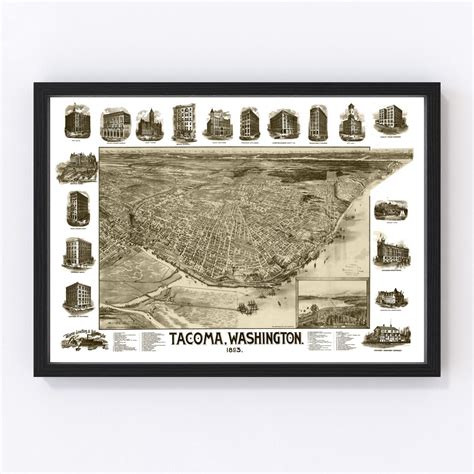 Vintage Map Of Tacoma Washington 1893 By Teds Vintage Art