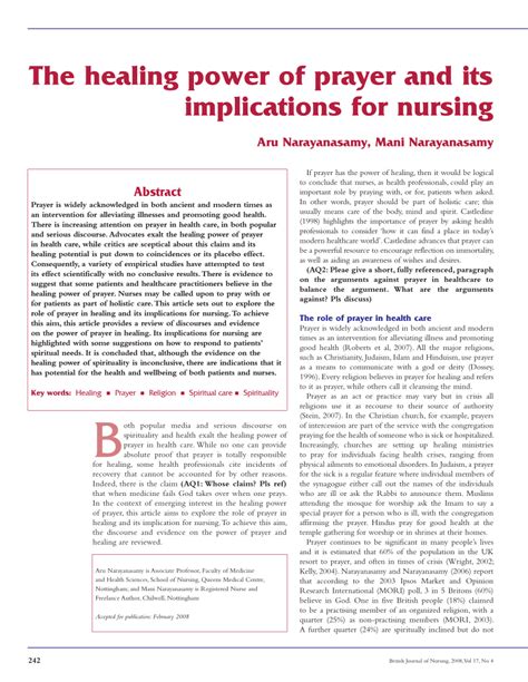 Pdf The Healing Power Of Prayer And Its Implications For Nursing