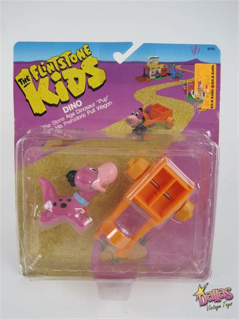 1986 Coleco The Flintstones Kids Dino And Pull Wagon 1a