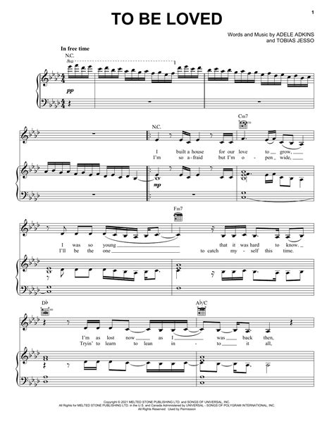 Adele To Be Loved Sheet Music Notes Download Pdf Score Printable