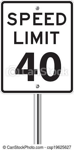 Speed Limit 40 Traffic Sign On White Canstock