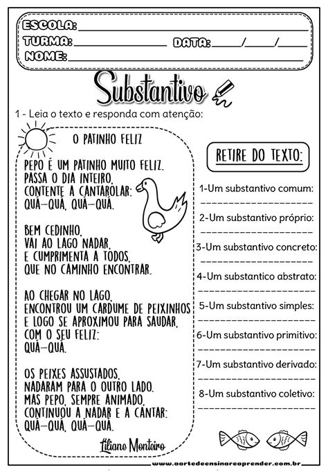 Atividade De Portugu S Sobre Substantivos Ensino