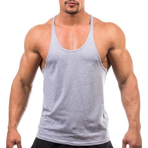 Men Gym Vest Bodybuilding Muscle Stringer Plain Vest Fitness Running Vest In Tank Tops From Men
