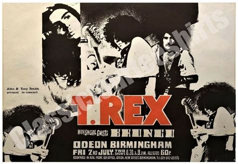 T Rex Vintage Concert Poster Birmingham Odeon Uk 1971 Reproduction