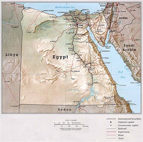Large Detailed Relief Map Of Egypt With All Cities And
