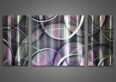 Purple White And Black Abstract Metal Wall Art 48x24in From