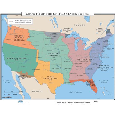 History Map 029 Growth Of The United States In 1853