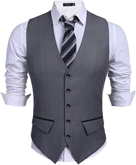 Coofandy Mens Casual Slim Fit Skinny Wedding Dress Vest Waistcoat Medium Dark Gray At Amazon