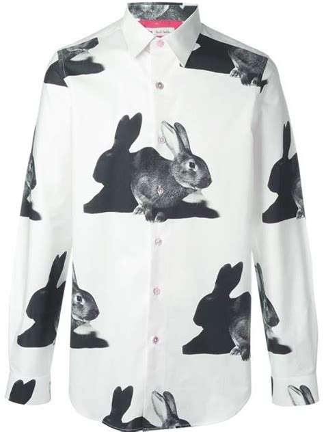 Paul Smith Rabbits Print Shirt Modesens Slim Fit Mens Shirts Casual Shirts For Men Mens