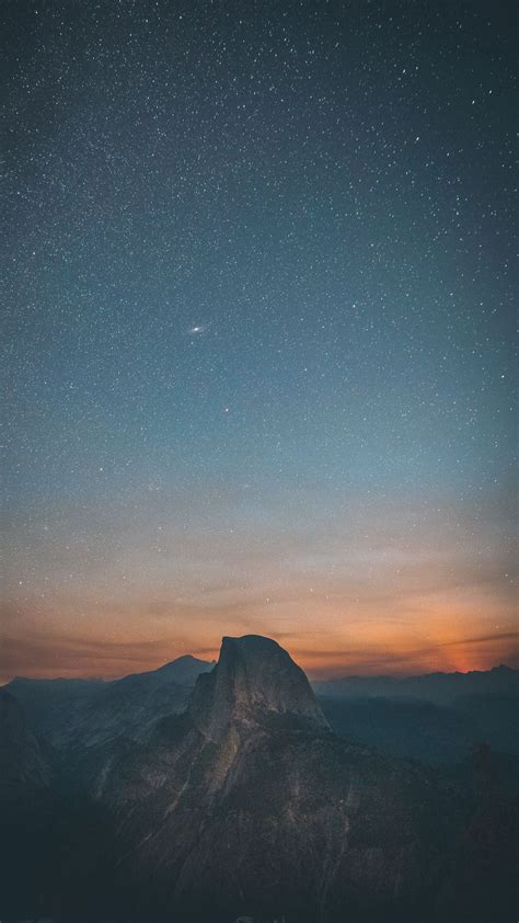 Download Wallpaper 1350x2400 Starry Sky Mountains Night Summit