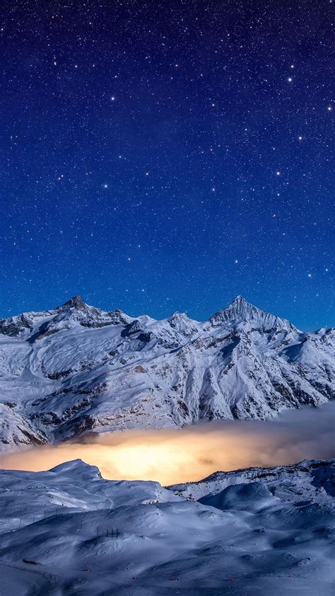 2160x3840 Starry Night Snow Covered Mountains 4k Sony Xperia Xxzz5