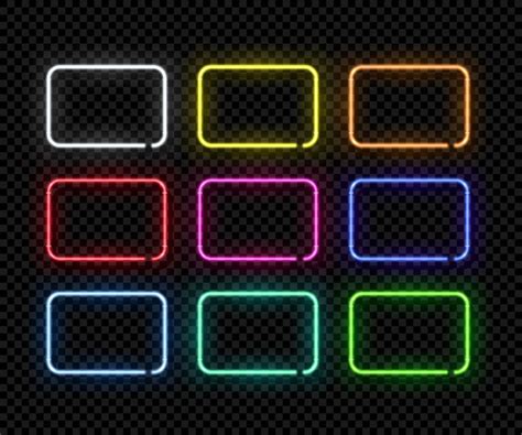 Premium Vector Different Color Rectangular Neon Frames On Transparent