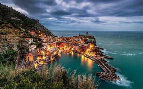 Vernazza Cinque Terre Evening Sunset Mediterranean Sea Coast