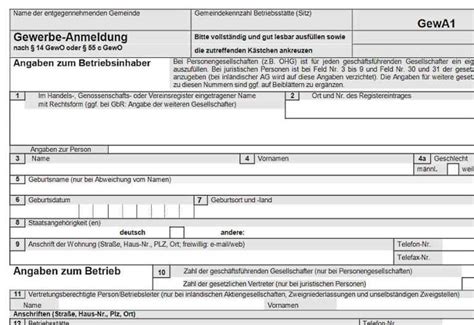 Formular pentru inregistrarea unei afaceri in Germania | Gewerbeanmeldung