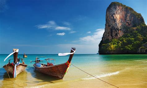 Thailand Tropical Beach Boats Hd Wallpaper 87901