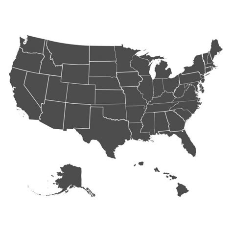 Usa Map Of United States Of America With Name Of States Americ Stock