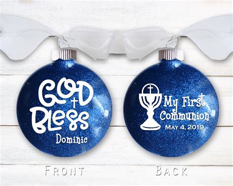 1st communion gifts for boys •boys leather bracelet with initial• silver cross bracelet• confirmation gifts. First Holy Communion Christmas Ornament for Boys ...