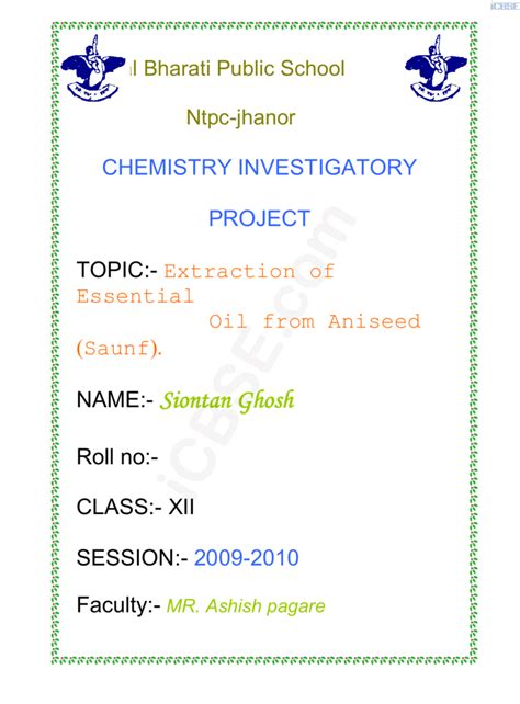 Topics For Chemistry Investigatory Projects For Class 12 Vseramiss