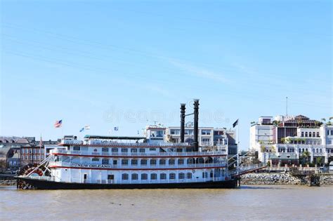 Riverboat Docked By French Quarter In New Orleans Louisiana United
