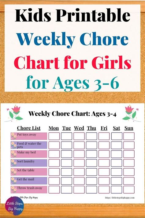 Weekly Chore Chart Ages 3 4 Chore Chart For Kids Printable Chore List