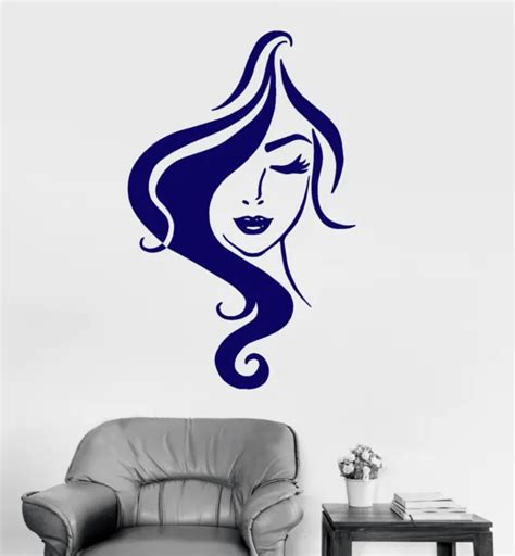 Vinyl Wall Decal Woman Beautiful Face Girl Sexy Lips Hairstyle Stickers
