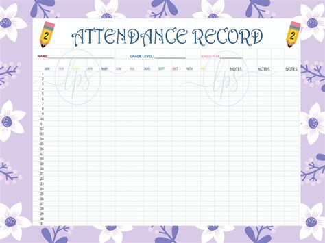 Attendance Record Attendance Trackerattendance Attendance Sheet