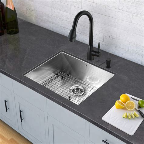 Wash them easily without needing to maneuver around the faucet. VIGO All-in-One 23-inch Stainless Steel Undermount Kitchen ...