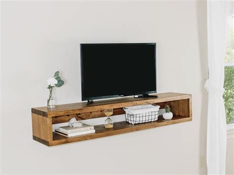 Floating Tv Stand Tv Table Wood Floating Tv Console Etsy