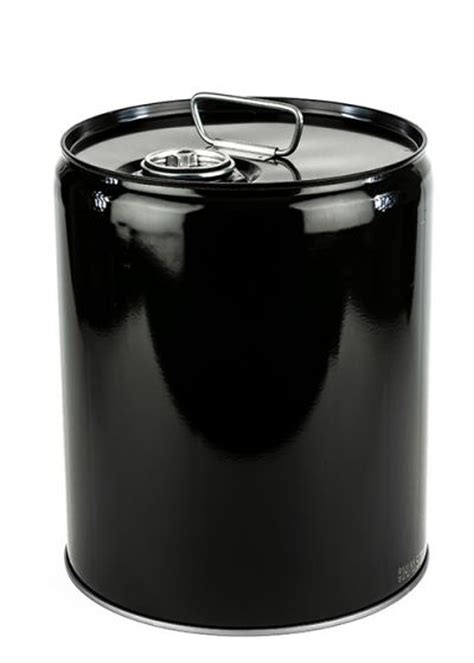 5 Gallon Steel Pail Closed Head Unlined Fitting Black