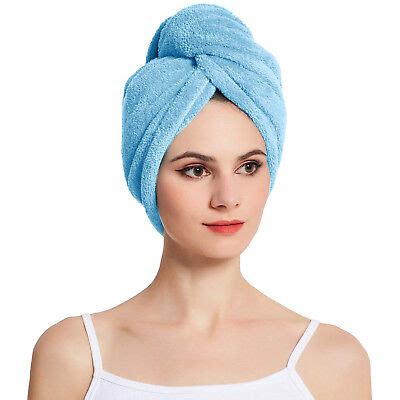 Women S Hair Wrap Head Towel Quick Dry Bath Turban Twist W Button