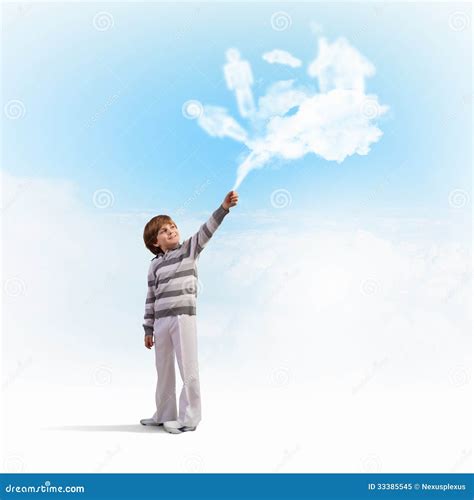 Cute Boy Catching Clouds Royalty Free Stock Photo Image 33385545