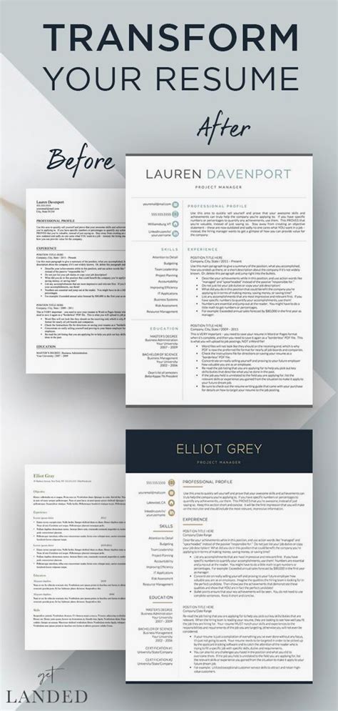 Simple, attractive and professional layout. Completely revamp your resume TODAY with a modern resume template design and gain the confide ...