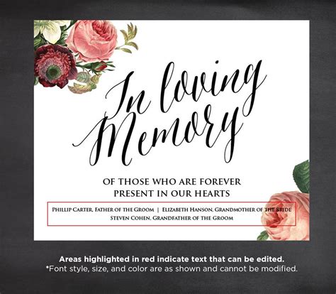 Editable In Loving Memory Template Printable Templates