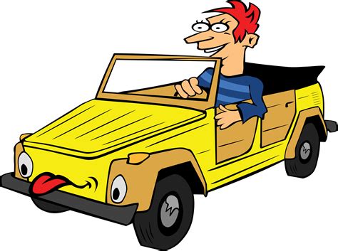 Clipart - Boy Driving Car Cartoon