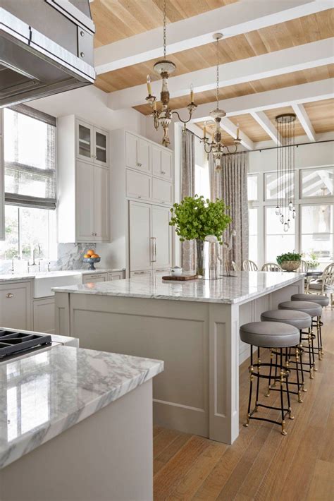 Then pick your perfect color—one you won't get tired of in a few weeks. Bold marble countertops + putty color cabinets + mushroom color cabinetry + backless counter ...