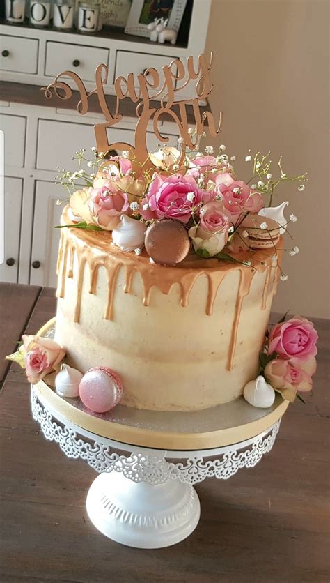 A Pretty Gold Drip Cake For A 50th Birthday Made By Kim S Cake Gallery In Leamington Spa