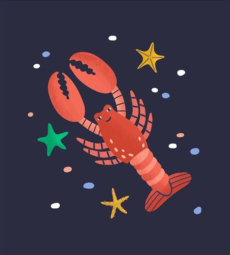 Premium Vector Smiling Lobster Isolated On Dark