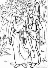 Diwali Sita Rama sketch template