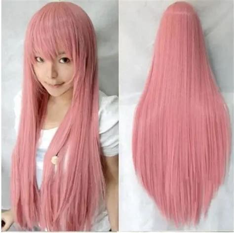 Miss 001488 Cosplay Anime 80cm Long Pink Straight Hair Cos Wig Womens