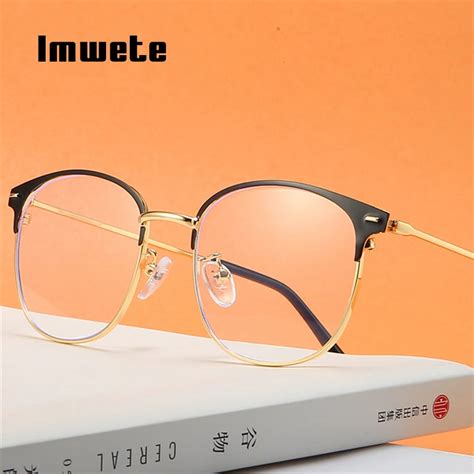 Imwete Anti Blue Light Glasses Frame Men Women Cat Eye Design Computer Eyeglasses Metal Frames