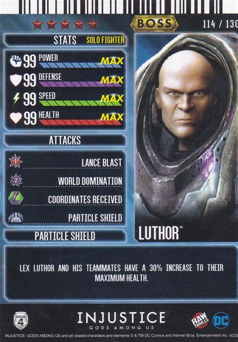 Injustice Gods Among Us Series 4 114 Boss Card Luthor Non Foil